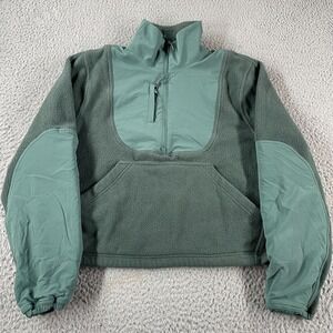 Lululemon Fleece Ripstop Hiking Pullover Womens Size 6 Green Mock Neck Half Zip